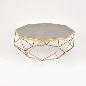 Designový konferenční stolek ALTINO - zlatý / cementově šedý