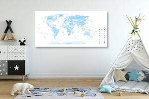 Obraz detailní mapa světa v modré barvě