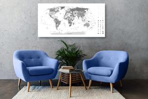 Obraz na korku detailní mapa světa v černobílém provedení