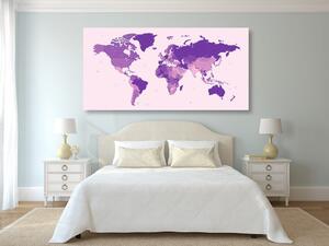 Obraz na korku detailní mapa světa ve fialové barvě