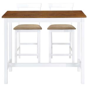 Barový stůl a židle sada 3 kusů masivní dřevo hnědo-bílá