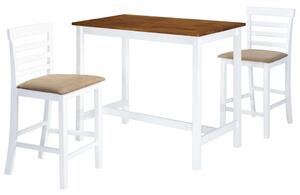 Barový stůl a židle sada 3 kusů masivní dřevo hnědo-bílá