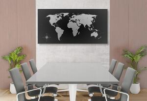 Obraz na korku mapa světa v odstínech šedé - 100x50 color mix