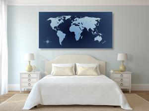 Obraz mapa světa v odstínech modré
