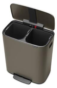 Šedý nášlapný ocelový odpadkový koš na tříděný odpad 2x30 l Bo – Brabantia