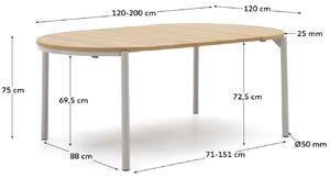 Dubový rozkládací jídelní stůl Kave Home Montuiri 120-200 x 120 cm