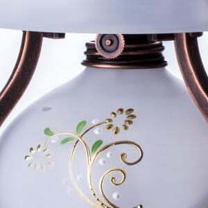 Bohemia Crafts Petrolejová lampa ručně malovaná roztokem zlata a vysokým smaltem - Kopretiny 03Z03