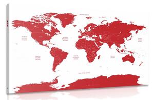 Obraz mapa světa s jednotlivými státy v červené barvě
