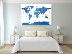 Obraz na korku mapa světa s jednotlivými státy