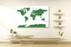 Obraz mapa světa s jednotlivými státy v zelené barvě - 60x40