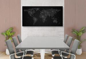 Obraz na korku mapa světa s noční oblohou v černobílém provedení