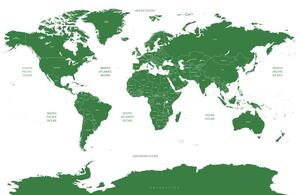 Obraz mapa světa s jednotlivými státy v zelené barvě - 60x40