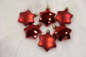 Červené závěsné vánoční ozdoby hvězdy 6ks 5cm