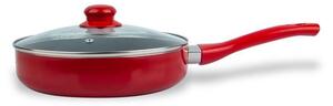 Hluboká pánev s poklicí KITCHISIMO Rosso 24cm nepřilnavý povrch