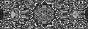 Obraz indická Mandala s květinovým vzorem v černobílém provedení