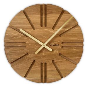 VLAHA Dubové hodiny ATELIER vyrobené v Čechách se zlatými ručkami ⌀32,5cm