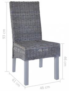 Jídelní židle 6 ks ratan / mangovník Dekorhome Hnědá