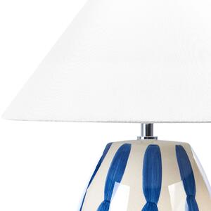 Keramická stolní lampa světle béžová a modrá LUCHETTI
