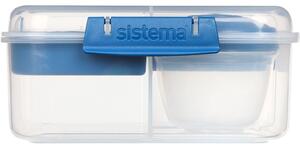 Sistema Dělený svačinový box To Go Bento Cube s nádobou na jogurt 1,25 l, modrá