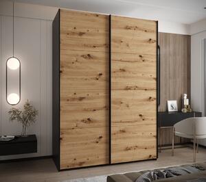 Dvoudveřová skříň SAMARA 1 - 170 cm, černá / dub artisan / černá
