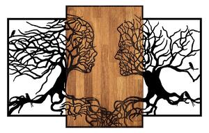 Wallexpert Dekorativní nástěnný dřevěný doplněk Tree Love - 312, Černá, Ořech