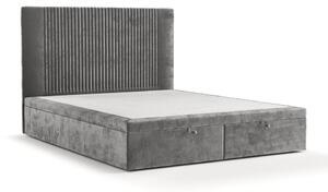 Šedá čalouněná dvoulůžková postel s úložným prostorem 160x200 cm Mavel – Maison de Rêve