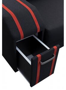 Rozkládací sedací souprava se skrytým taburetem a barem FILIPO - černá / červená