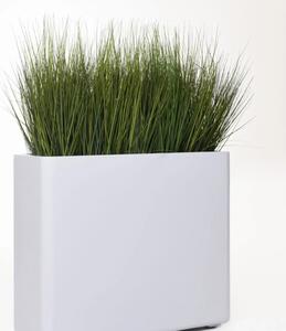 Květináč OFIRO s umělou trávou PALO, sklolaminát, celková výška 130 cm, bílá