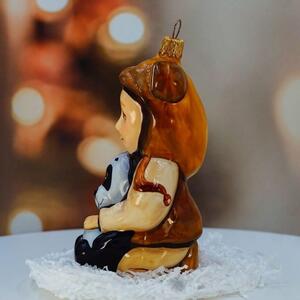 Dům Vánoc Sběratelská skleněná ozdoba na stromeček Dítě s pandou
