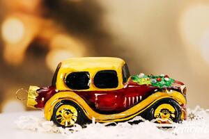 Dům Vánoc Sběratelská skleněná ozdoba na stromeček Vánoční auto