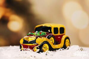 Dům Vánoc Sběratelská skleněná ozdoba na stromeček Vánoční auto