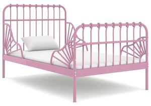 Prodloužitelný rám postele růžový kov 80 x 130/200 cm