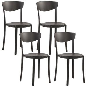 Sada 4 jídelních židlí plastových černých VIESTE