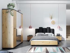 Nábytek do ložnice s postelí 160x200 DELAWARE 3 - dub artisan / matný černý