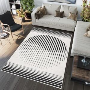 Makro Abra Moderní kusový koberec GRACE 5353A Geometrický krémový černý Rozměr: 80x150 cm