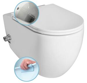 INFINITY závěsná WC mísa Rimless, integrovaný ventil a bidet. sprška, 36,5x53 cm, bílá 10NFS1001I