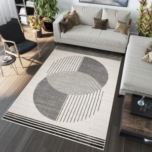 Makro Abra Moderní kusový koberec GRACE 5351B Geometrický krémový černý Rozměr: 80x150 cm