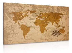 Obraz stará mapa světa s kompasem