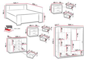 Ložnicová sestava s postelí 160x200 CORTLAND 5 - dub artisan / šedá ekokůže