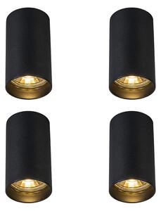 Sada 4 moderních přisazených bodových světel černá 5,5 cm GU10 50 mm - Tuba