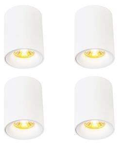 Sada 4 moderních přisazených bodových světel bílá GU10 50mm - Ronda