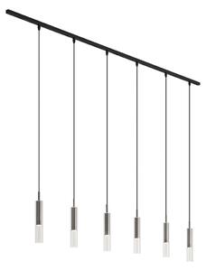 Moderní kolejnicový systém černý s 6 závěsnými svítidly Gunmetal 1-fázový - Slimline Loyce