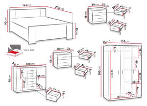 Ložnicová sestava s postelí 160x200 CORTLAND 8 - dub artisan / bílá ekokůže
