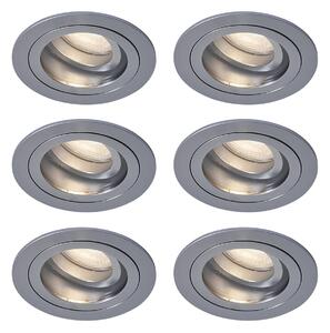 Sada 6 moderních zapuštěných bodových svítidel Gunmetal nastavitelná IP44 - Chuck