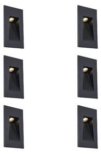 Sada 6 moderních zapuštěných nástěnných svítidel černá 7 cm vč. LED IP65 - Trem