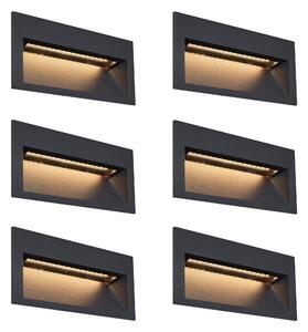 Sada 6 moderních zapuštěných nástěnných svítidel černá 16 cm vč. LED IP65 - Mert