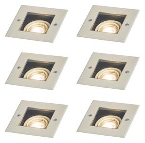 Sada 6 moderních béžových zemních bodových světel GU10 50mm otočných a naklápěcích IP65 - Oneon