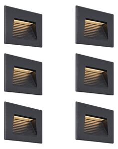 Sada 6 moderních zapuštěných nástěnných svítidel černá 11,5 cm vč. LED IP65 - Trem