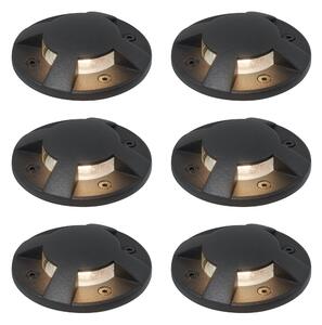 Sada 6 moderních zemních bodových světel černá GU10 50mm 4-světelný efekt IP65 - Cellar