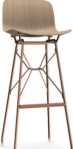 MAGIS - Barová židle TROY WIREFRAME s dřevěným sedákem - vysoká